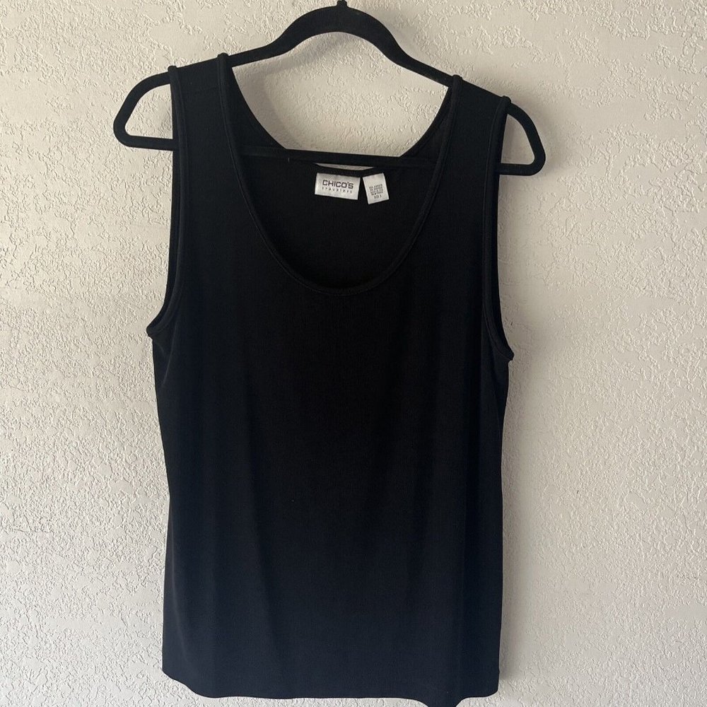 Chicos Travelers Women's Sleeveless Black Top Sz 3. Us Sz XL Essential